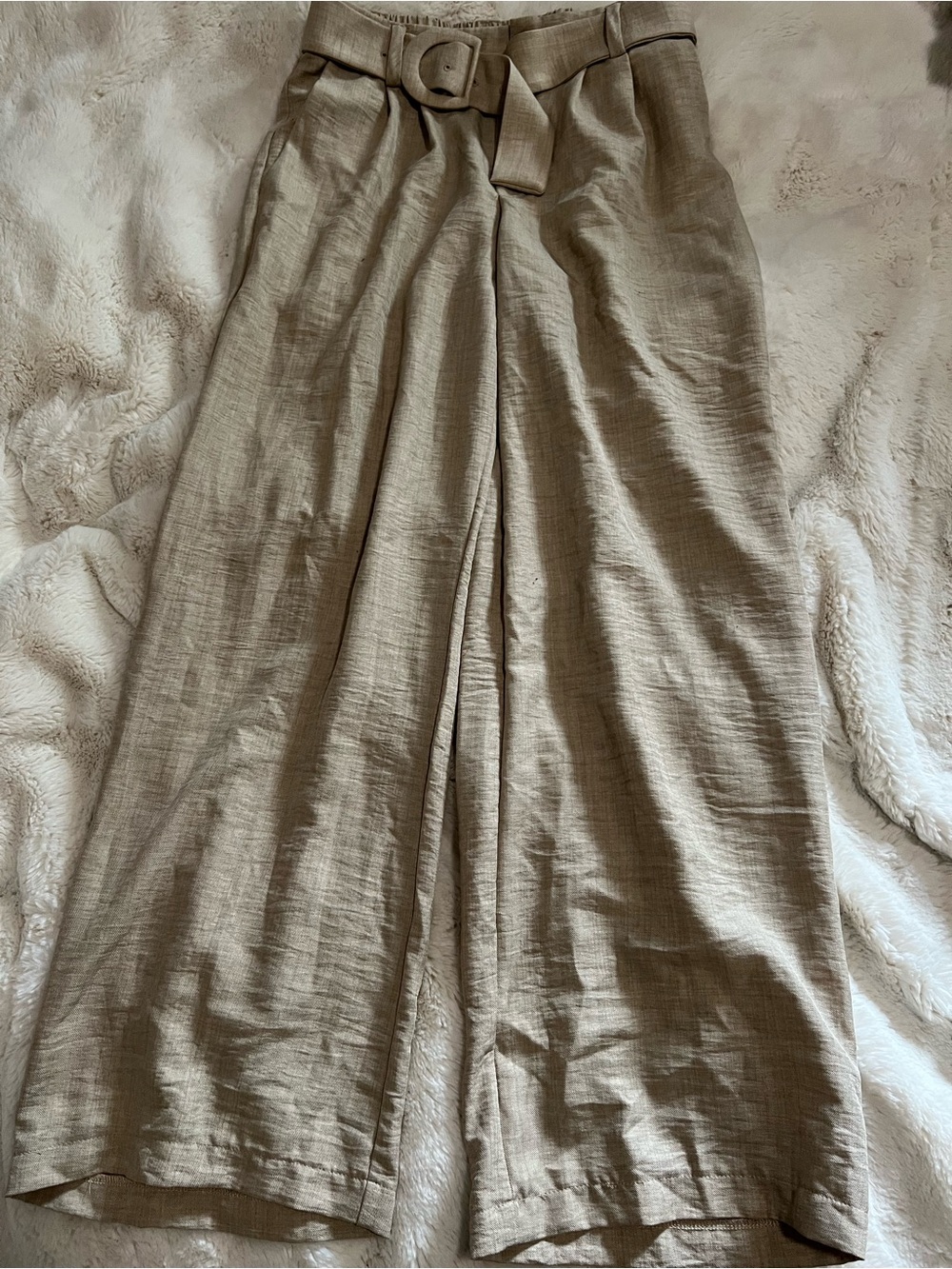 Elegant Beige Wide-Leg Trousers